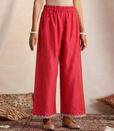 Magenta embroidered chanderi kurta set