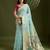 Light aqua muga cotton silk paithani saree with resham weaving pallu, muniya border & handwoven blouse piece