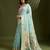 Light aqua muga cotton silk paithani saree with resham weaving pallu, muniya border & handwoven blouse piece