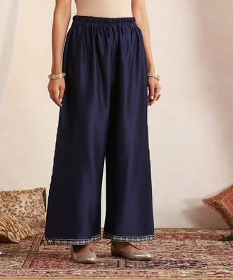 Blue embroidered chanderi kurta set 2