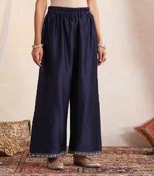 Blue embroidered chanderi kurta set