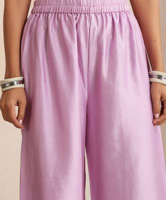 Lavender embroidered chanderi kurta set 2