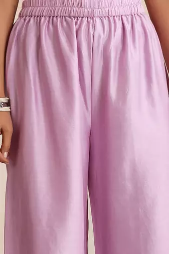 Lavender embroidered chanderi kurta set