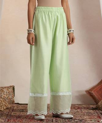 Green embroidered chanderi kurta set 2