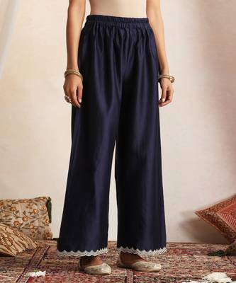Blue embroidered chanderi kurta set 2