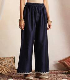 Blue embroidered chanderi kurta set