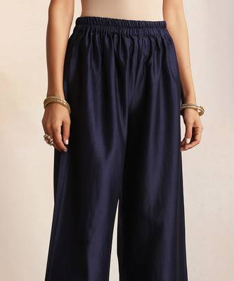 Blue embroidered chanderi kurta set 3