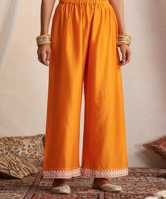 Orange embroidered chanderi kurta set 2