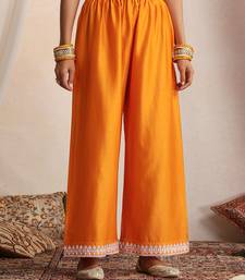 Orange embroidered chanderi kurta set