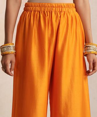 Orange embroidered chanderi kurta set 3