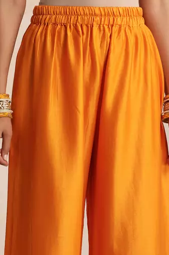 Orange embroidered chanderi kurta set