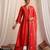 Red embroidered chanderi kurta set