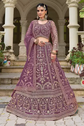 lavende heavy can-can flair & diamond work lehenga choli with dupatta