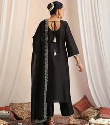 Black embroidered chanderi kurta set