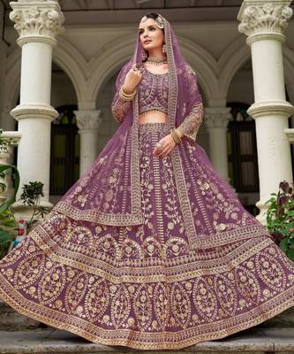lavende heavy can-can flair & diamond work lehenga choli with dupatta 2
