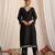 Black embroidered chanderi kurta set