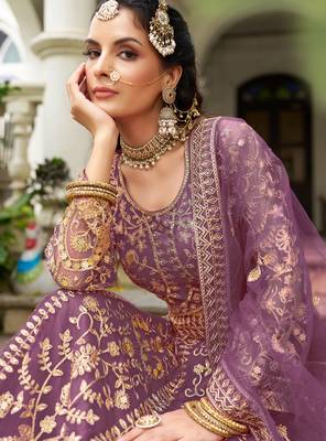 lavende heavy can-can flair & diamond work lehenga choli with dupatta 3