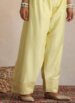 Yellow embroidered chanderi kurta set 2
