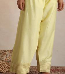 Yellow embroidered chanderi kurta set