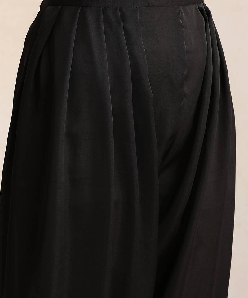 Black embroidered silk kurta set