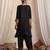 Black embroidered silk kurta set