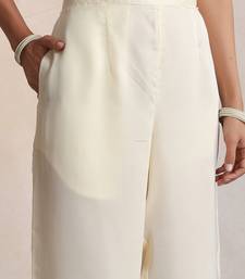 White embroidered silk kurta set