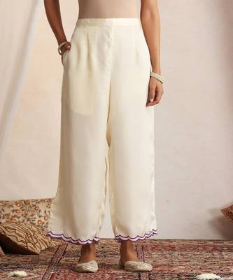 White embroidered silk kurta set 3