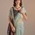 Sky blue muga cotton resham woven pichwai pallu saree with zari border & contrast blouse