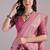 Pink muga cotton resham woven pichwai pallu saree with zari border & contrast blouse