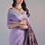 Lavender muga cotton resham woven pichwai pallu saree with zari border & contrast blouse
