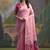 pink soft muga silk blend saree with peacock resham weaving pallu & traditional zari border with contrast blouse