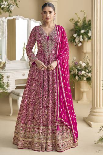 Premium heavy real georgette anarkali gown with sequins & swarovski diamond work | designer anarkali for party & wedding