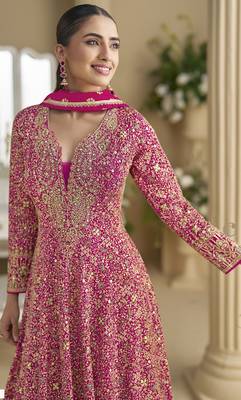 heavy real georgette anarkali gown with sequins & swarovski diamond work 2