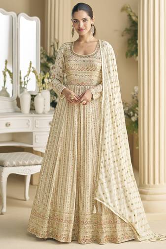 Premium heavy real georgette anarkali gown with sequins & swarovski diamond work | designer anarkali for party & wedding