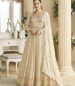 heavy real georgette anarkali gown with sequins & swarovski diamond work