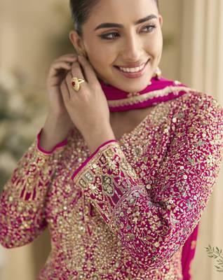 heavy real georgette anarkali gown with sequins & swarovski diamond work 3