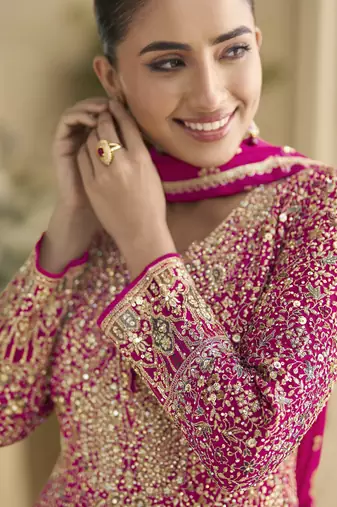 heavy real georgette anarkali gown with sequins & swarovski diamond work
