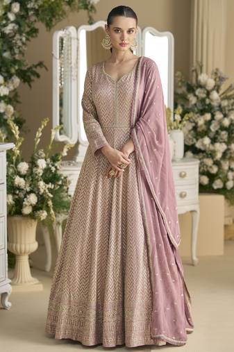 Premium heavy real georgette anarkali gown with sequins & swarovski diamond work | designer anarkali for party & wedding