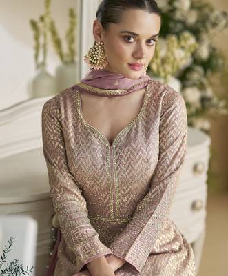 heavy real georgette anarkali gown with sequins & swarovski diamond work 2