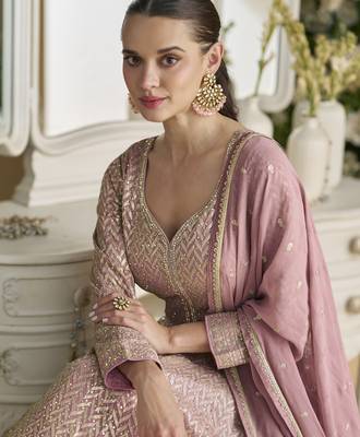 heavy real georgette anarkali gown with sequins & swarovski diamond work 4