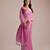 Pink muga cotton resham woven saree with traditional weaving border & fancy pallu