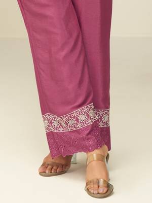 pink chinon silk embroidery & cut work cord set 3