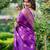 Purple banarasi katan silk saree with all over zari weaving & rich contrast pallu