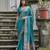 Teal green soft silk kalyani saree with small zari butties & broad zari border