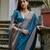 Teal blue soft silk kalyani saree with small zari butties & broad zari border | traditional zari woven saree with blouse