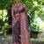 Brownish-mauve tussar silk kalamkari printed saree with traditional pallu & temple border | tussar silk saree + blouse