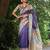 Purple tussar silk kalamkari printed saree with traditional pallu & temple border | tussar silk saree + blouse