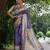 Purple tussar silk kalamkari printed saree with traditional pallu & temple border | tussar silk saree + blouse