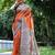 Orange tussar silk saree with madhubani print & warli pallu | kalamkari style traditional saree with blouse