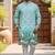 Sky blue heavy rayon embroidered kurta with cotton pajama for men
